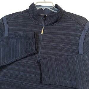 Tommy Bahama IslandZone Men's Navy Stripe 1/4 Zip Pullover Shirt Size Medium